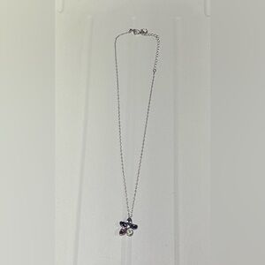 NWOT Swarovski Silver Pink Flower Necklace